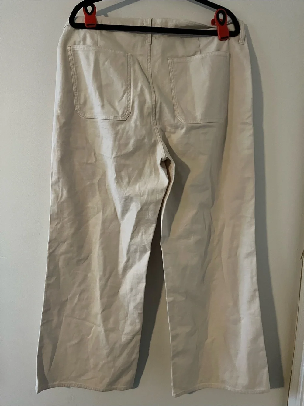 J Crew Cream Camp Pocket Wide Leg Pants 32 High Rise Utility Minimalist Cotton